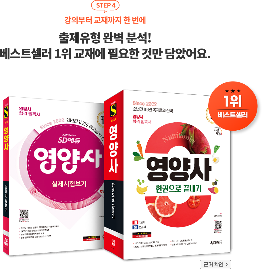 수험생들이 가장 선호하는 대표 시리즈 단기 합격을 위한 최적의 합격 필독서 / 책 이미지 : 영양사 한권으로 끝내기